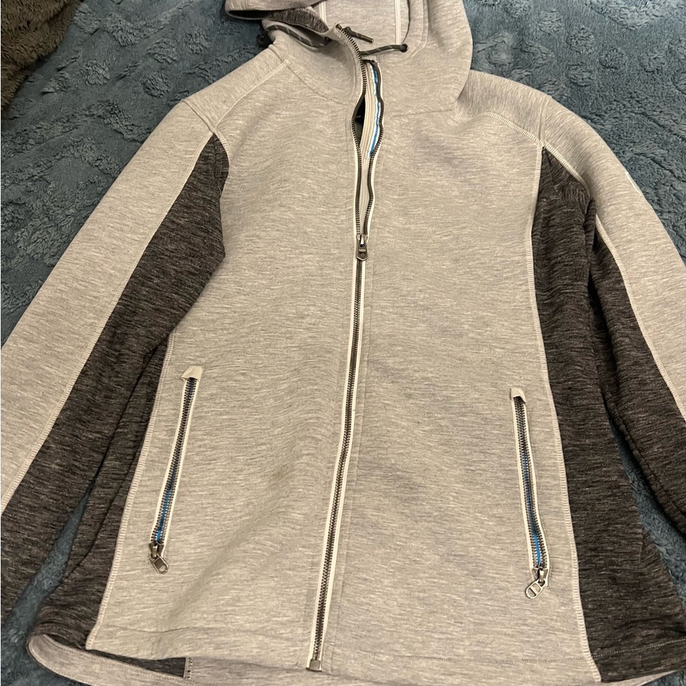 Kuhl Light Gray Hoodie with Blue Drawcord Accent
